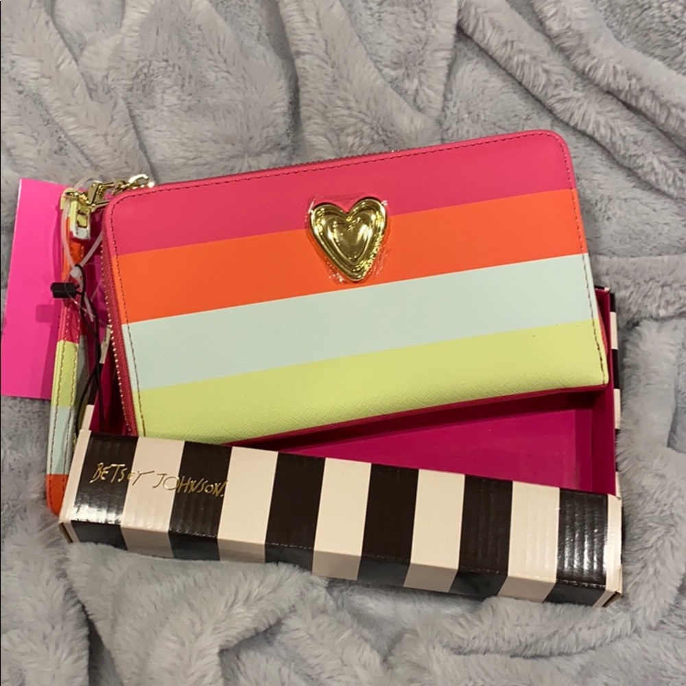 Betsey Johnson striped wristlet